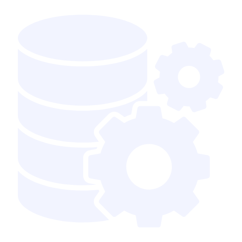 Database and gear icon representing data management and entry services for virtual assistants